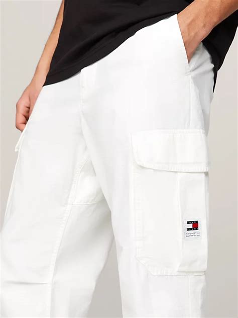 Aiden Baggy Cargo Trousers White Tommy Hilfiger