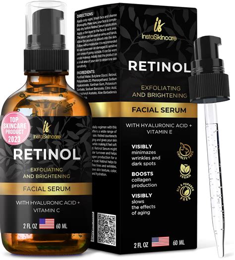 InstaSkincare DOUBLE SIZED 2Oz Retinol Serum For Face With Hyaluronic