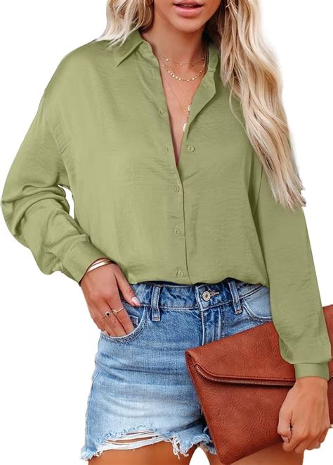 Astylish Women Blouses And Button Down Shirts V Neck Elegant Blouse Long