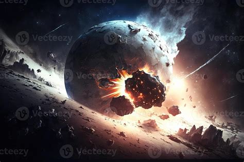 Asteroid Impact On Earth Meteor In Collision Coming From Space