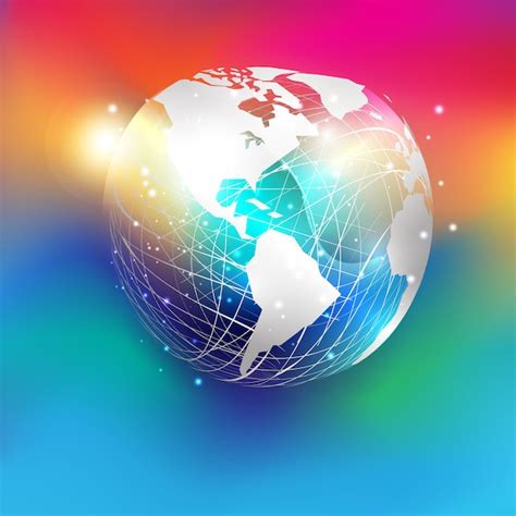 Premium Vector White Paper Cut Style World Map On Abstract Mesh