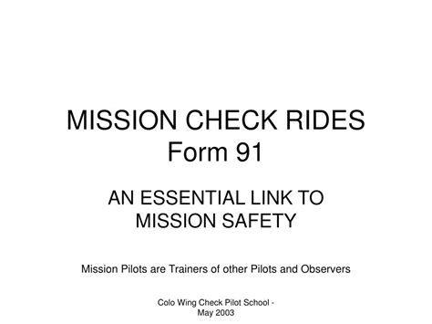 Ppt Mission Check Rides Form 91 Powerpoint Presentation Free