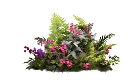 Nature Shrubs Flowery Realistic D Rendering Ai Generated Png