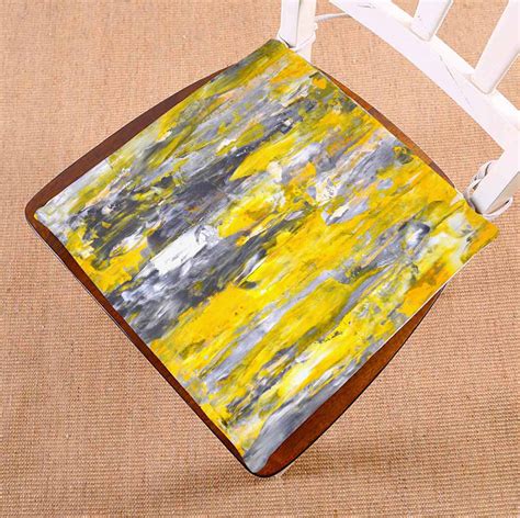 Pkqwtm Grey And Yellow Abstract Art Painting Chair Pads Chair Mat Seat