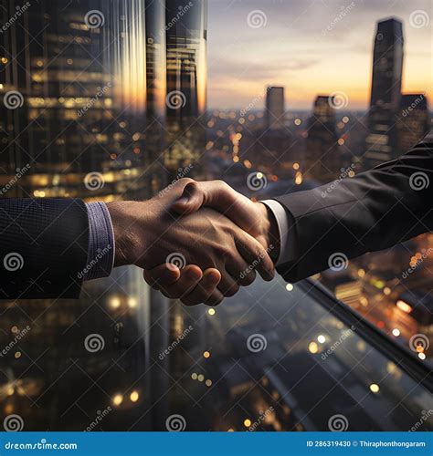 Business People Shaking Hands in Office Stock Illustration - Illustration of city, business ...