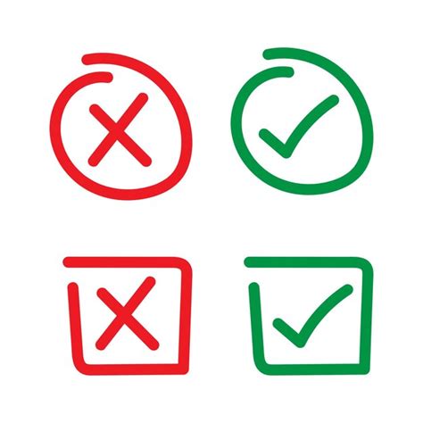 Premium Vector Check Red And Green Signs And Cross Symbols In Flat Style