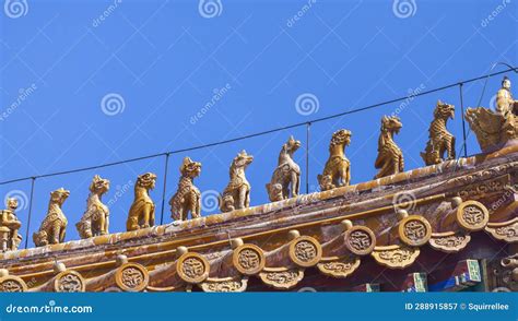 Mythical Animals on House-ridges in the Imperial Palace Stock Image ...