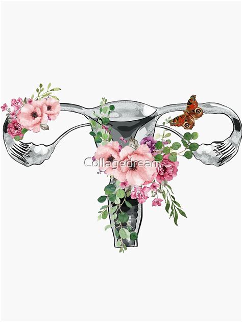 Uterus Pro Choice Feminist Pink Flower Sticker For Sale By Collagedream Redbubble