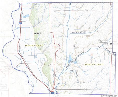 Map of Fremont County, Iowa