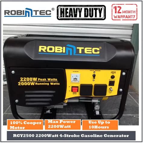 ROBINTEC RGY2500 2 2KW Heavy DUty Gasoline Generator 1 Year Warranty