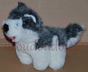 Peluche Chien Husky Gris Et Blanc Maxita