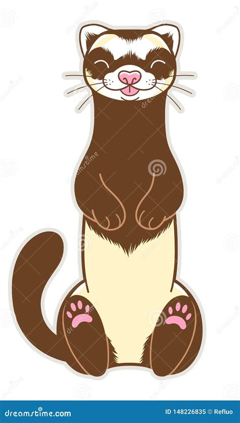 Cute Ferret Vertical Illustration Stock Vector Illustration Of