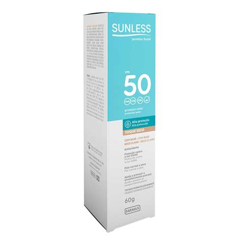 Protetor Solar Facial Sunless Toque Seco FPS 50 Bege Claro 60g