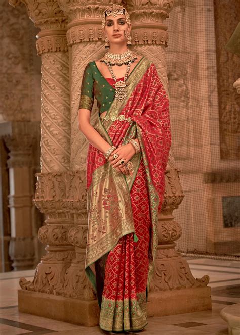 Bridal Red Banarasi Silk Saree With Stone Work Urban Womania