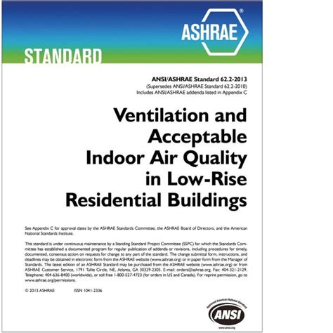 Ansiashrae 622 2013 Ventilation And Acceptable Indoor Air Quality In