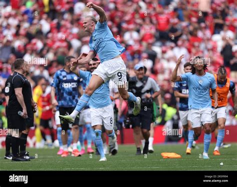 London UK 03rd June 2023 Erling Haaland MC Celebrates The Win At