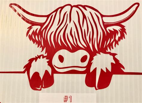 Highland Cow Peaking Over The Edge 1 Window Decal Etsy