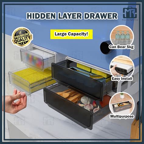 Mr Hidden Table Under Paste Plastic Desk Organizer Drawer Memo Pen