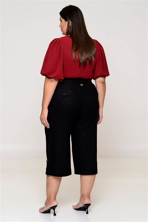 Cal A Pantacourt Plus Size Em Viscolinho Vk Moda Plus Size