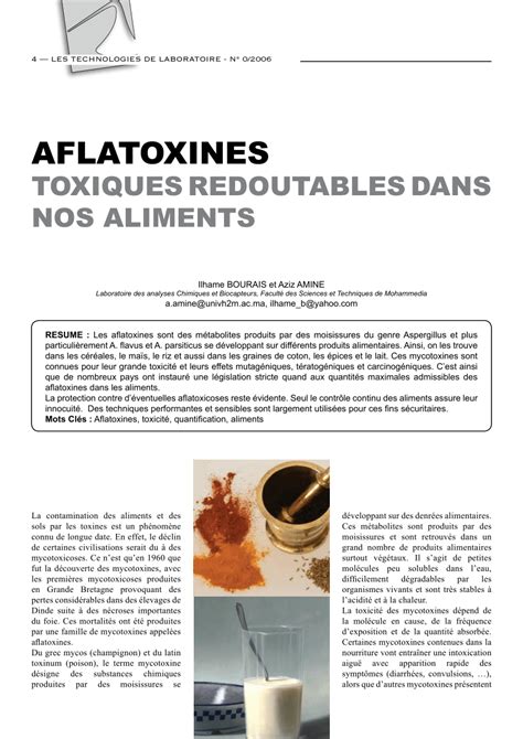 Les Mycotoxines Dans Les Aliments Pdf