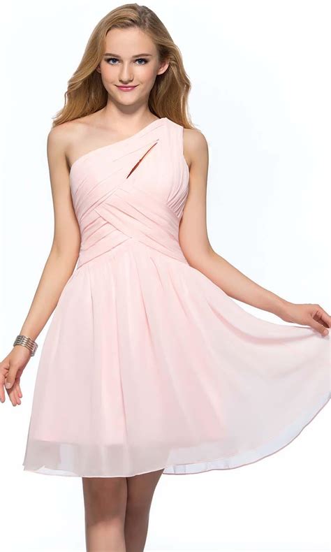 Pink Keyhole One Shoulder Short Bridesmaid Dress Uk Ksp388 [ksp388] £