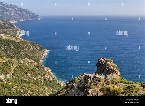 Aegean Sea Coast Mount Athos Athos Peninsula Greece Stock Photo Alamy