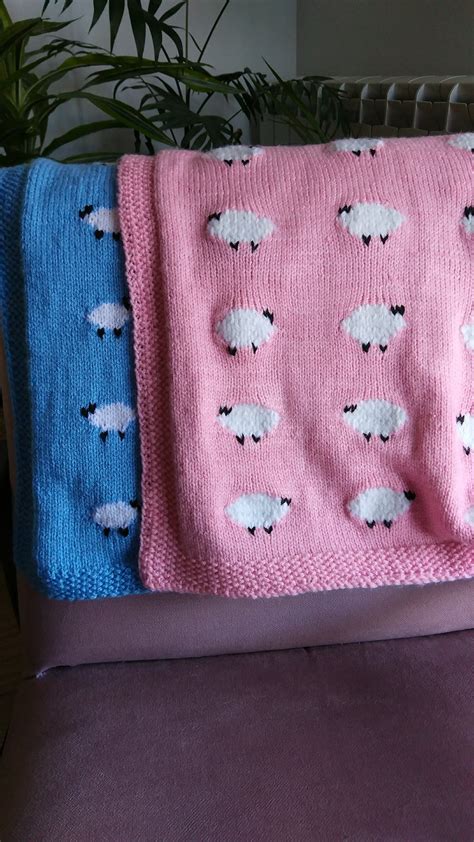 Knitted Sheep Designed Wool Baby Blanket Lamb Baby Blanket Etsy