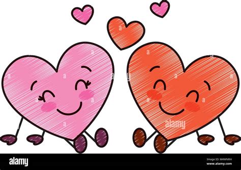 Bonitos corazones pareja sentada la relación de amor de dibujos animados Imagen Vector de stock ...