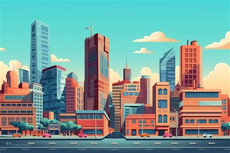 Premium Ai Image A Cartoon City With Tall Buildings And Cars On The