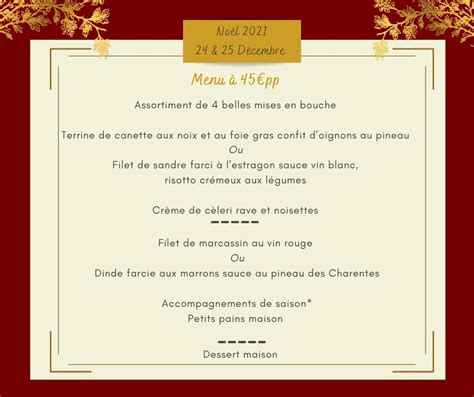 Menu 45 par personne Noël 24 25 D Haese Nicolas Traiteur