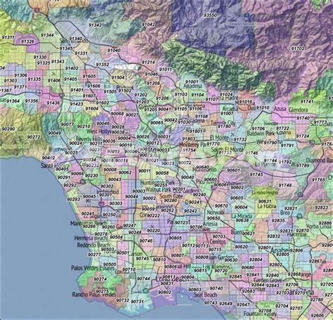 Los Angeles Zip Codes Los Angeles County Zip Code Boundary Map | Wells ...