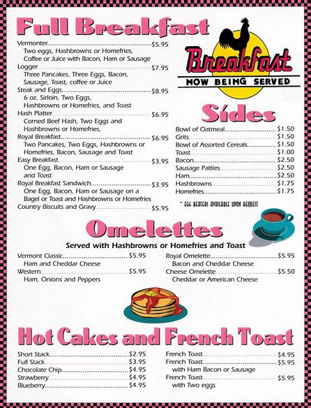 Breakfast Menu - Springfield Royal Diner