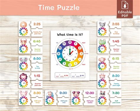Telling Time Clock and Puzzle for Kid Montessori Materials | Etsy