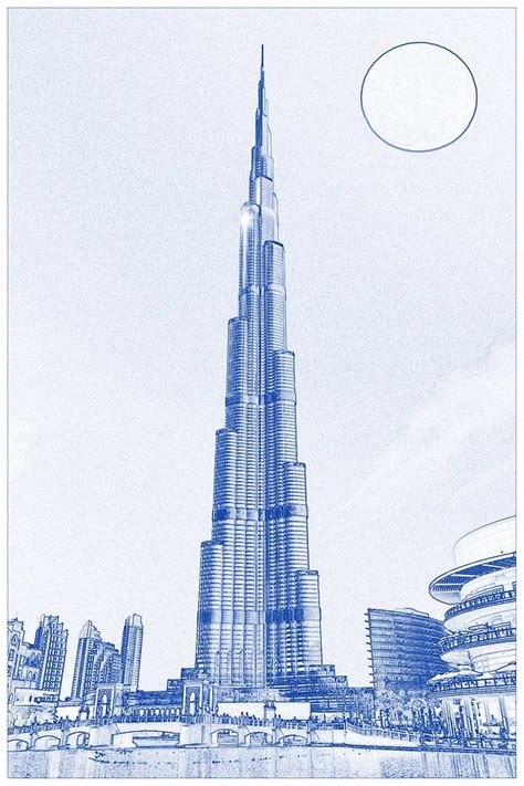 How To Draw Burj Khalifa At How To Draw