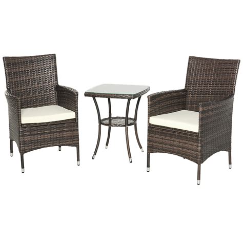 Outsunny Garden Outdoor Rattan Furniture Bistro Set Pcs Patio Weave