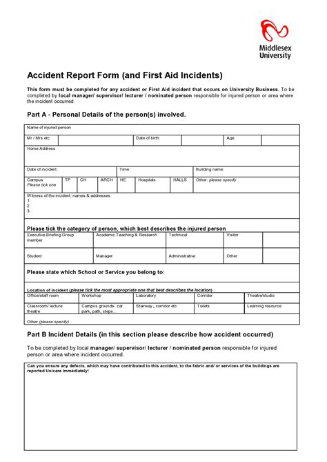 Printable Vehicle Accident Report Form