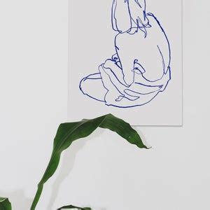 Nude Colors Of Pencil Drawing Black Line Drawing Print Etsy