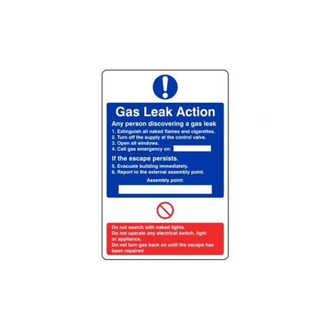 Gas Leak Action Safety Signs Uk