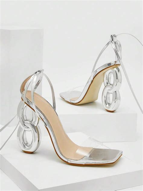 CUCCOO SZL Woman Shoes Fashion Metallic Sculptural Heeled Strappy