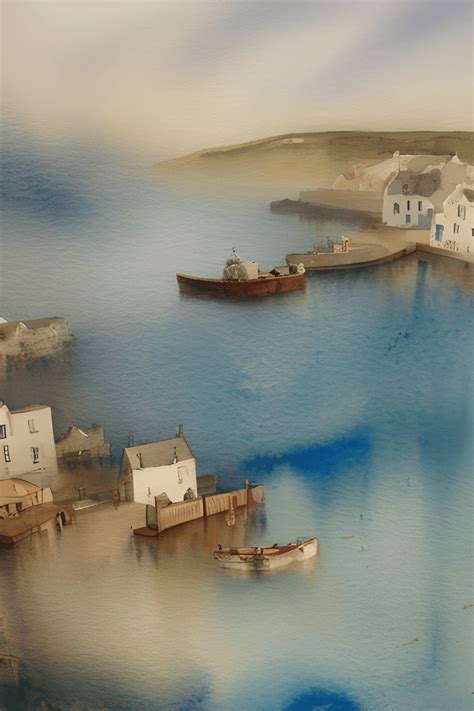 Beautiful Loose Subtle Watercolour Painting Of Mevagissey Cornwall