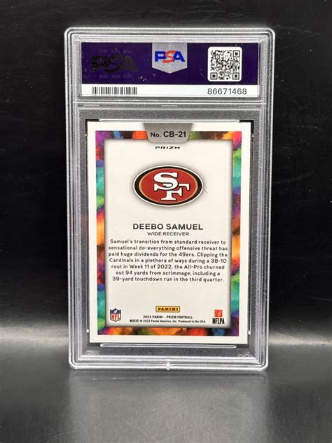 2023 PANINI PRIZM DEEBO SAMUEL COLORBLAST CB 21 San Fran 49ERS PSA 10