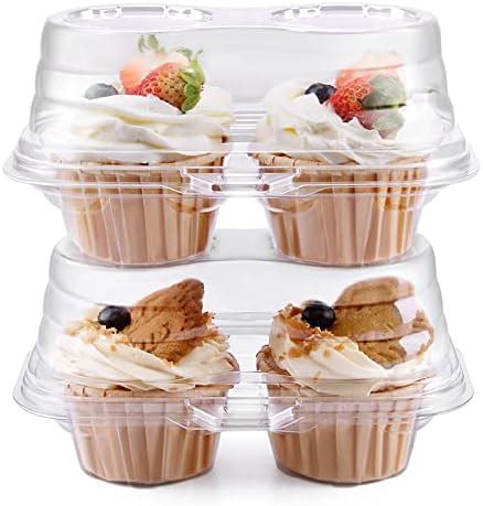 HIMETSUYA 2 Cavity Cupcake Boxes Stackable Regular Cupcake Carrier