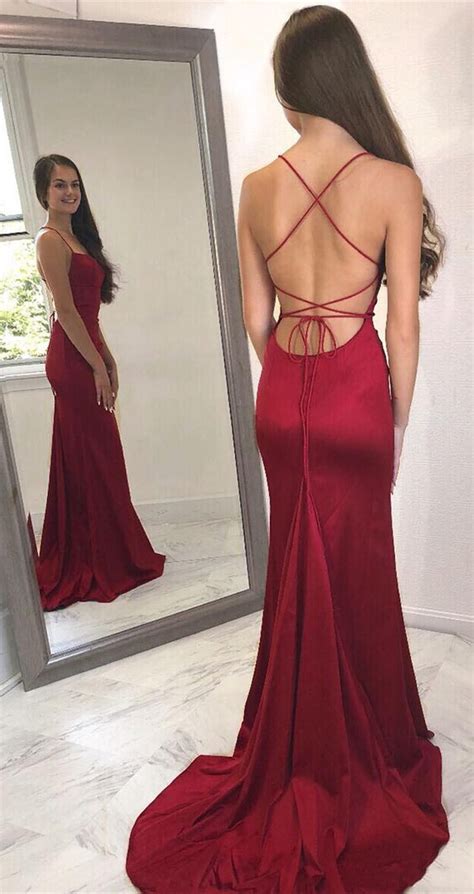 Newest Prom Dress Spaghetti Straps Prom Dress Mermaid Prom Dress Long Prom Dress Backless