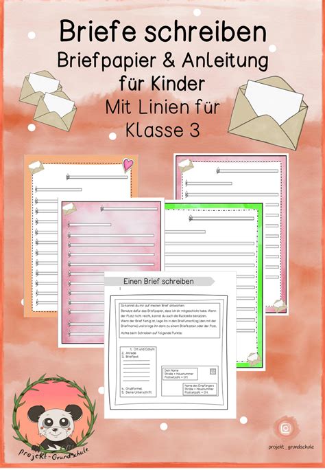 Briefe schreiben Anleitung und Briefpapier für 3 Klasse Brief