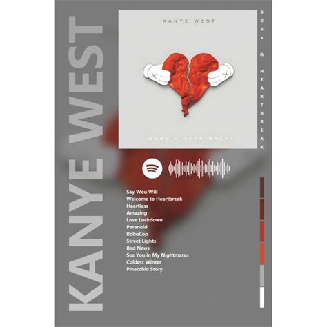 Plakat 60x40 okładka albumu Ye Kanye West 808s HEARTBREAK raper legenda