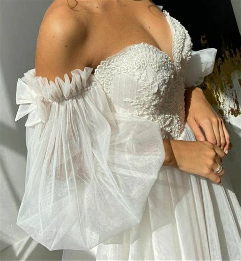 Off Shoulder Sleeves Detachable Bicep Bridal Sleeve Puffy Etsy