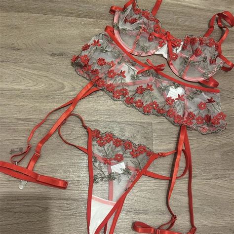 Red Lingerie New Set With Bag And Tags Depop