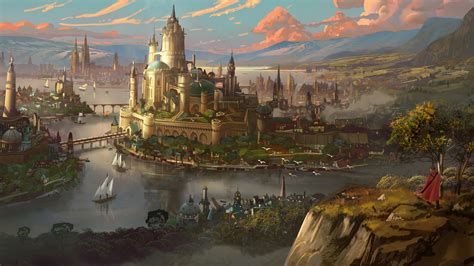 Wallpaper Tyler Edlin Digital Art Artwork Fantasy City Landscape