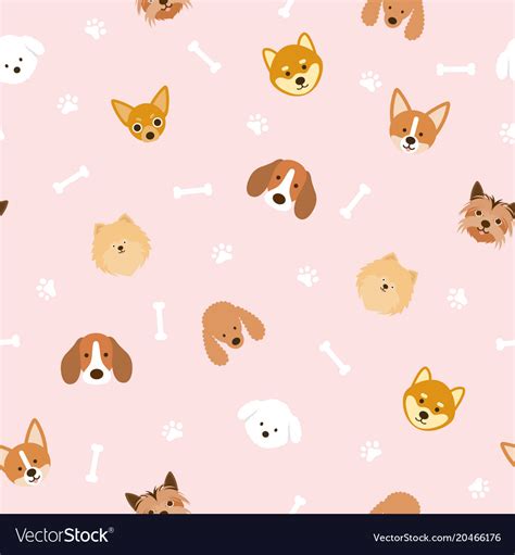 Dog breeds head seamless pattern Royalty Free Vector Image