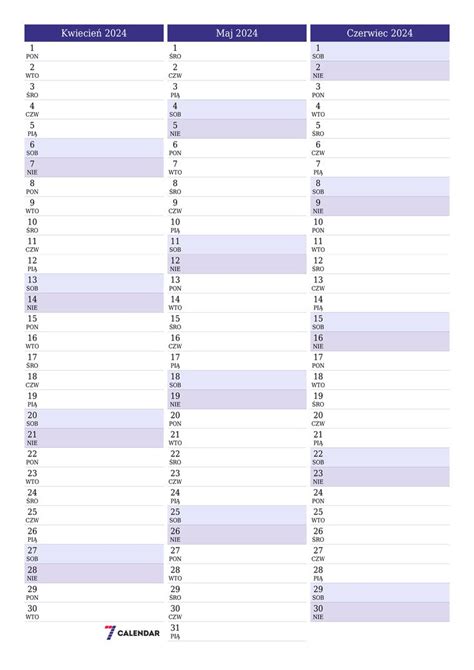 Kalendarze I Planery Do Druku Na Kwiecie A A Do Pdf I Png